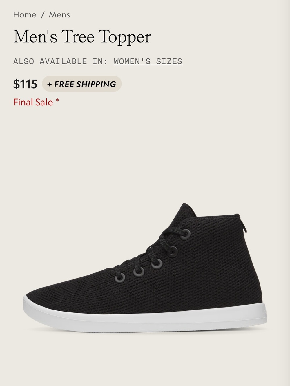allbirds Men's Tree Topper Sneakers in Black with White Sole